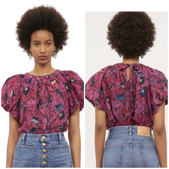 Ulla Johnson Pink and Blue Floral Blouse - Picture 1 of 14
